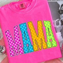 Load image into Gallery viewer, Mama Bright Checker Pink Blue Orange Green TRANSFER