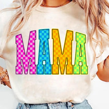 Load image into Gallery viewer, Mama Bright Checker Pink Blue Orange Green TRANSFER
