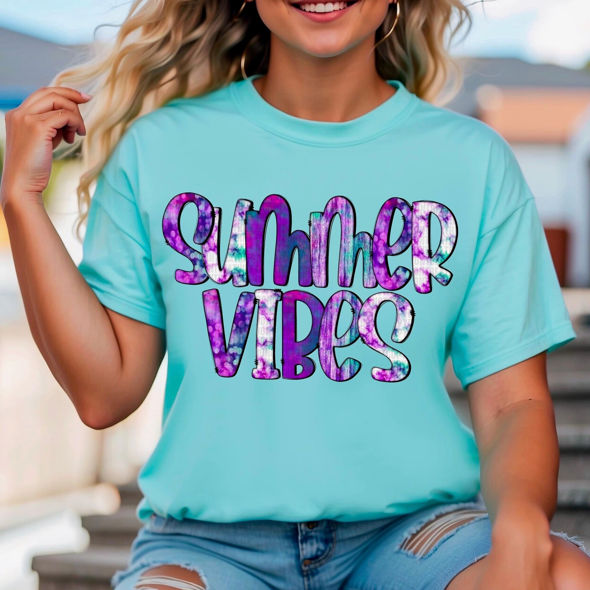 Summer Vibes Purple Watercolor TRANSFER – Sassy Sublimation & Screen Prints