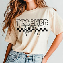 Load image into Gallery viewer, Teacher Bow Checkered Outline Color Dropdown TRANSFER CSC APR 25