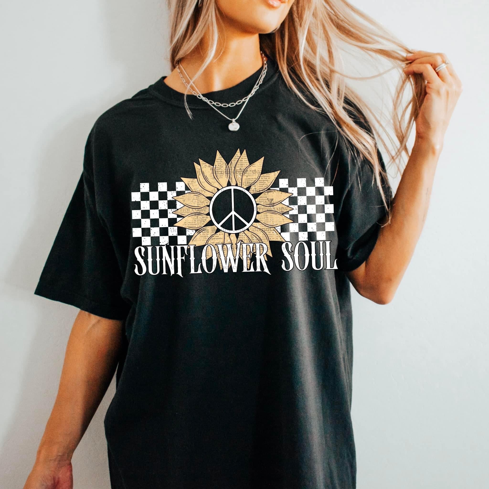 Sunflower Soul Wht Checkered Transfer Sassy Sublimation And Screen Prints 4899