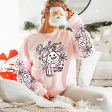Load image into Gallery viewer, Baby It's Cold Outside Snowman With Blue/Pink Bow And Snowflakes With Color Option & SLEEVE DROPDOWN TRANSFER CSC NOV 25