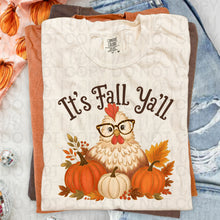 Load image into Gallery viewer, It's Fall Ya'll Rooster In Glasses Pumpkin Trio DROPDOWN TRANSFER UAC AUG 26