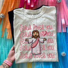 Load image into Gallery viewer, Jesus Loves You Faux Embroidery And Sequin Color DROPDOWN TRANSFER HMWK JAN 26