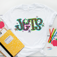 Load image into Gallery viewer, Neon Bright Checker Star Mascots Dropdown TRANSFER CSD MAY 25