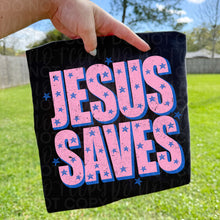 Load image into Gallery viewer, Jesus Saves Big Block Pink Letters With Blue Stars TRANSFER UAC JUNE 26