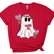 Load image into Gallery viewer, Jesus Loves Me Pink Polka Dot Ghost With Red Bow TRANSFER SDD DEC 25