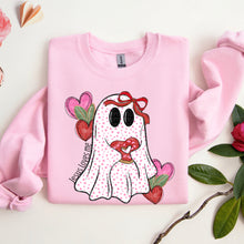 Load image into Gallery viewer, Jesus Loves Me Pink Polka Dot Ghost With Red Bow TRANSFER SDD DEC 25