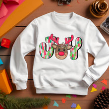 Load image into Gallery viewer, Joy Reindeer Green Red Paint Strokes TRANSFER SDD
