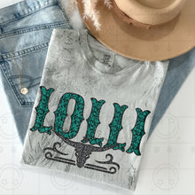 Load image into Gallery viewer, Title Turquoise Faux Glitter Bullhead Dropdown TRANSFER HMWK FEB 25