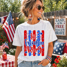Load image into Gallery viewer, Let Freedom Ring Blue Stars And Red Stripes Stars Fireworks TRANSFER UAC MAY 26