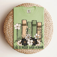 Load image into Gallery viewer, Life Is Better With A Book Black White Beige Flowers TRANSFER SDD DEC 25