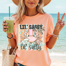 Load image into Gallery viewer, Lil' Sassy Lil' Salty Crab And Waves Gold Glitter Outline TRANSFER SDD APR 26