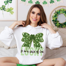 Load image into Gallery viewer, Lucky To Be A Child Of God Green Leopard Bow With Clover TRANSFER SDD DEC 25