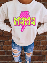 Load image into Gallery viewer, Mama/Mama's Girl/Mama's Boy Pink Blue Faux Glitter Checkered Bolt Dropdown TRANSFER SCAR JULY 25