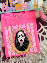 Load image into Gallery viewer, Horror Characters With Pink Bow Frame Pink Distressed Lines DROPDOWN TRANSFER CARTER AUG 26