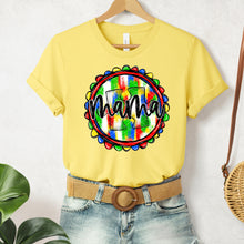 Load image into Gallery viewer, Mama Autism Puzzle Piece Rainbow Circle Faux Glitter Option DROPDOWN TRANSFER SDD MAR 26