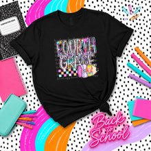 Load image into Gallery viewer, Colorful Sketch Outline Letters & Checkers And Groovy Pencil With Bow Grades DROPDOWN TRANSFER PHDC JUNE 26