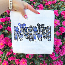 Load image into Gallery viewer, Blue Floral Leopard Bow TITLE DROPDOWN TRANSFER IRENE MAR 26
