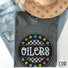 Load image into Gallery viewer, Colorful Checkered Stars Mascot DROPDOWN TRANSFER COR