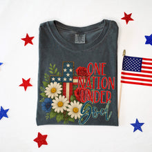 Load image into Gallery viewer, One Nation Under God Flag Cross And Flowers DROPDOWN TRANSFER SDD MAY