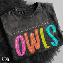 Load image into Gallery viewer, Neon Bright Line Owls/Owels DROPDOWN TRANSFER COR