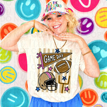 Load image into Gallery viewer, Game Day Pennant Helmet Goal Posts And Football Doodles with Brown Stripes TRANSFER UAC JULY 26
