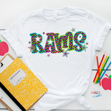 Load image into Gallery viewer, Neon Bright Checker Star Mascots Dropdown TRANSFER CSD MAY 25