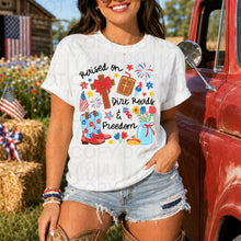 Load image into Gallery viewer, Raised On Dirt Roads And Freedom Red Pink Bow Option DROPDOWN TRANSFER UAC MAY 26