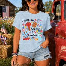 Load image into Gallery viewer, Raised On Dirt Roads And Freedom Red Pink Bow Option DROPDOWN TRANSFER UAC MAY 26
