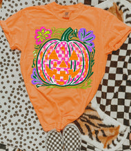 Load image into Gallery viewer, Pink Checkered Pumpkin & Bright Florals TRANSFER SCG AUG 26