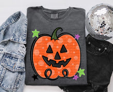 Load image into Gallery viewer, Spotted Pumpkin & Stars Purple Bow Girl/Bow Option DROPDOWN TRANSFER SCG AUG 26