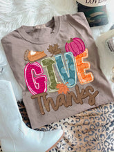 Load image into Gallery viewer, Give Thanks Fall Colors Pie Leaves Pumpkin TRANSFER SCG SEP 26