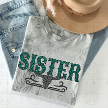 Load image into Gallery viewer, Title Turquoise Faux Glitter Bullhead Dropdown TRANSFER HMWK FEB 25