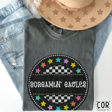 Load image into Gallery viewer, Colorful Checkered Stars Mascot DROPDOWN TRANSFER COR