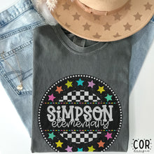 Load image into Gallery viewer, Schools Colorful Star Checkered Circle DROPDOWN TRANSFER COR