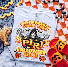 Load image into Gallery viewer, I Like Romantic Strolls Down Sp_rit Halloween Aisles With SLEEVE OPTION DROPDOWN TRANSFER GRAV AUG 25