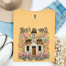 Load image into Gallery viewer, There's No Waste At The Alter Watercolor Gold Speckled Chapel And Florals TRANSFER SDD MAR 26