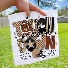Load image into Gallery viewer, Touch Down Season Checkered Leopard Striped Alpha With Football Play Doodles TRANSFER UAC JULY 26