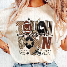 Load image into Gallery viewer, Touch Down Season Checkered Leopard Striped Alpha With Football Play Doodles TRANSFER UAC JULY 26
