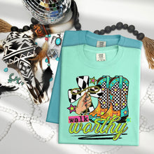 Load image into Gallery viewer, Walk Worthy Checkered Boots And Cross With Lasso TRANSFER SDD APR 26