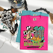Load image into Gallery viewer, Walk Worthy Checkered Boots And Cross With Lasso TRANSFER SDD APR 26