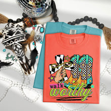 Load image into Gallery viewer, Walk Worthy Checkered Boots And Cross With Lasso TRANSFER SDD APR 26