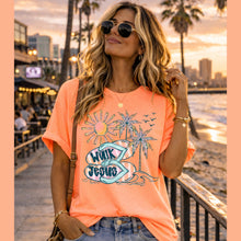 Load image into Gallery viewer, Walk With Jesus Pink And Orange Sun And Palm TRANSFER SDD APR 26