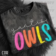 Load image into Gallery viewer, Neon Bright Line Owls/Owels DROPDOWN TRANSFER COR