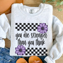 Load image into Gallery viewer, You Are Stronger Than You Think Checkered Purple Floral TRANSFER SDD