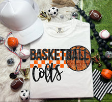 Load image into Gallery viewer, Basketball Mascots Faux Embroidery Sequin Checkered DROPDOWN TRANSFER CAP