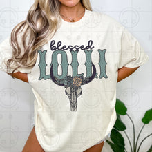 Load image into Gallery viewer, Blessed Title Turquoise Floral Bullhead Dropdown TRANSFER HMWK FEB 25
