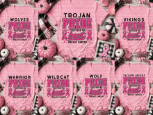 Load image into Gallery viewer, Mascot Pride Together We Beat Cancer Faux Pink Glitter DROPDOWN TRANSFER REVEL JULY 26