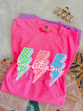 Load image into Gallery viewer, Neon Bright Checkered Bolts Customized DROPDOWN DTF TRANSFER